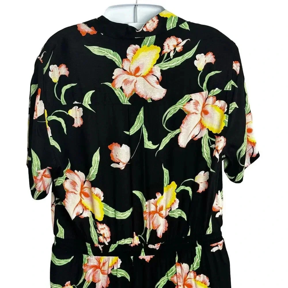 Levi's Celeste Cropped Jumpsuit Mulit-Color Hawaiian Floral Tropical Print SZ S - Picture 7 of 10